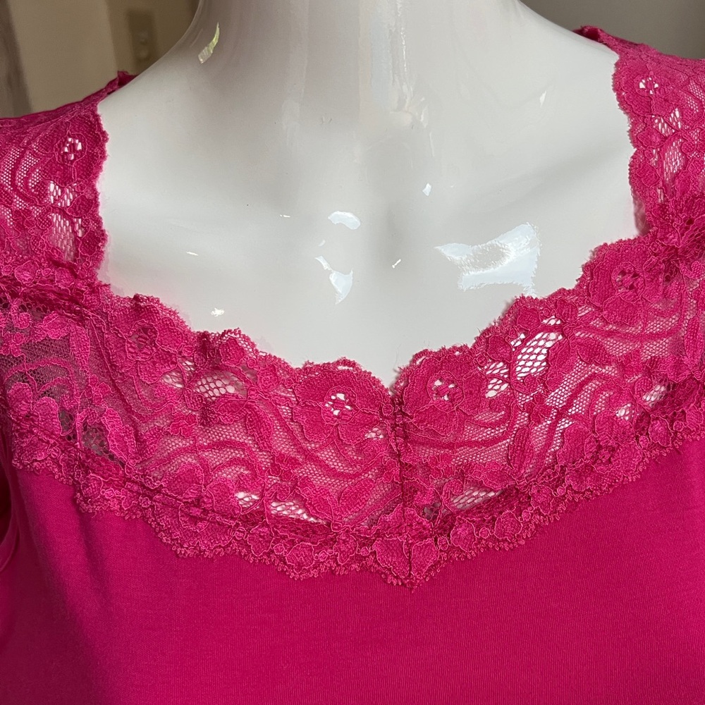 Deep Raspberry Lacy Top  M - Picture 7 of 8